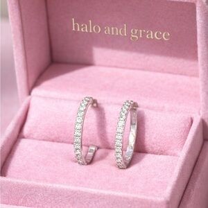14k white gold hoop earrings with Moissanite stones